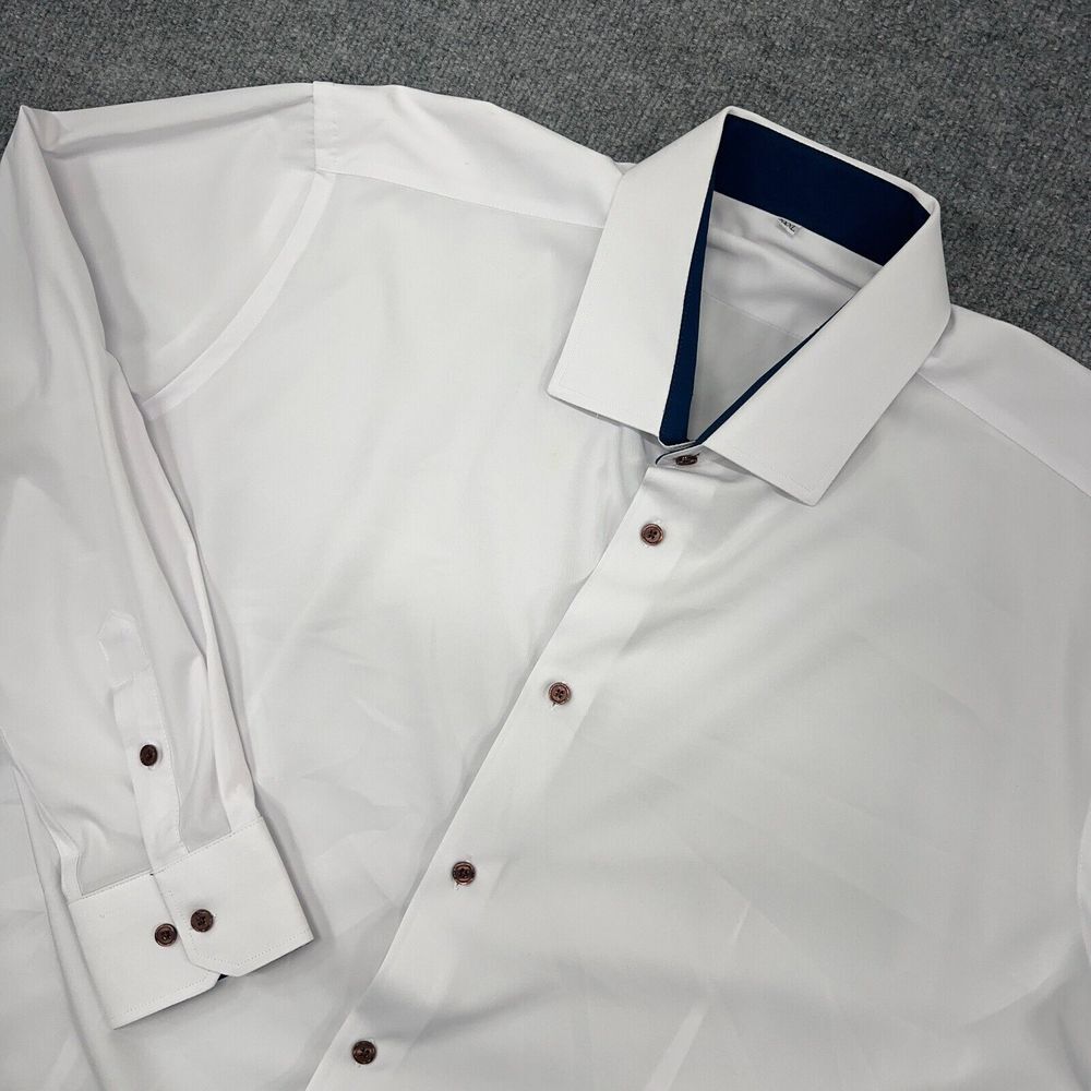 State and Liberty Shirt Mens 3XL White Athletic Fit Performance Stretch Comfort